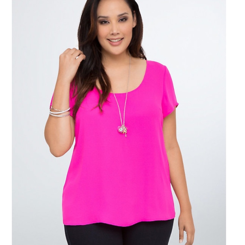 Torrid Hot Pink Hi Low Blouse Size 00
